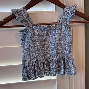 Blue Floral Smocked Girl’s Top